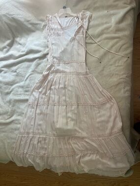 Free People Light Blush Lace-Trim Maxi Dress with lining